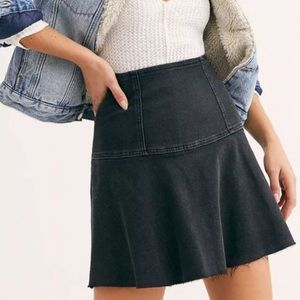 Free People Black Denim Mini Skirt